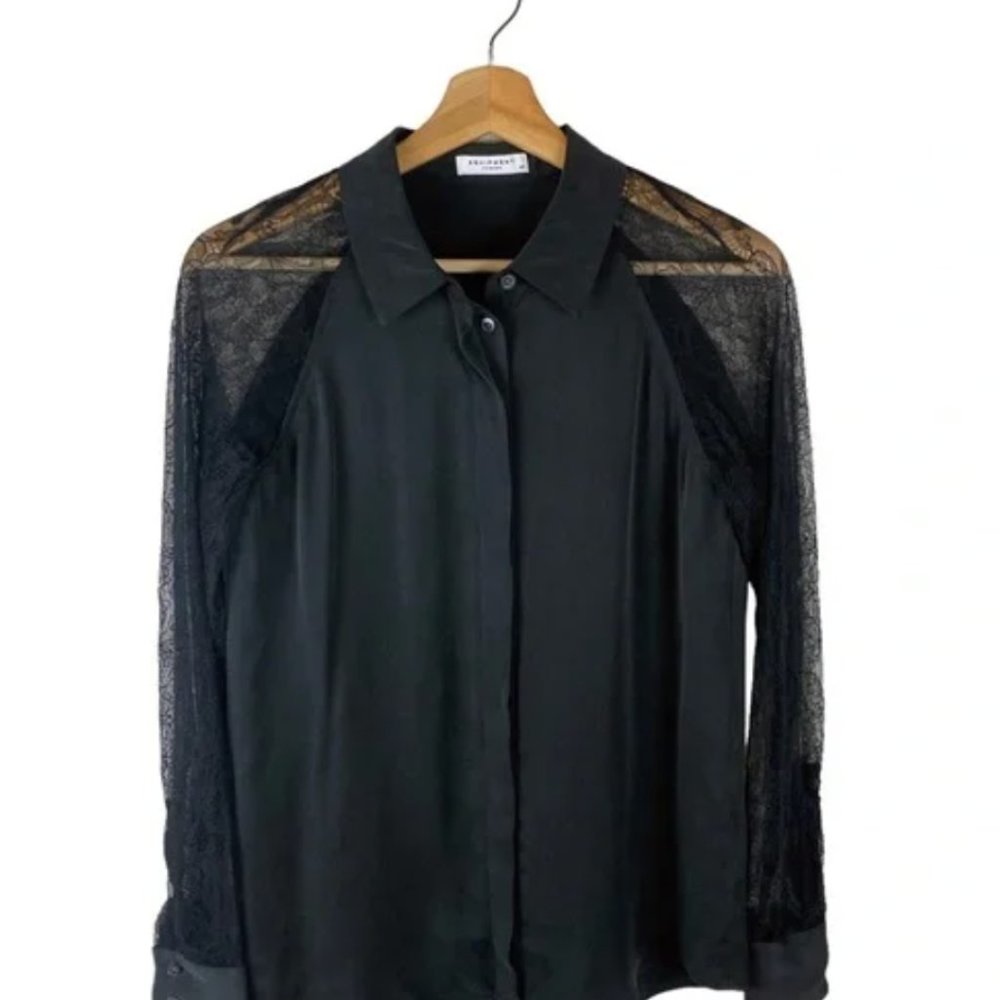 Equipment Quinn Lace Contrast Silk Blouse - SOLD